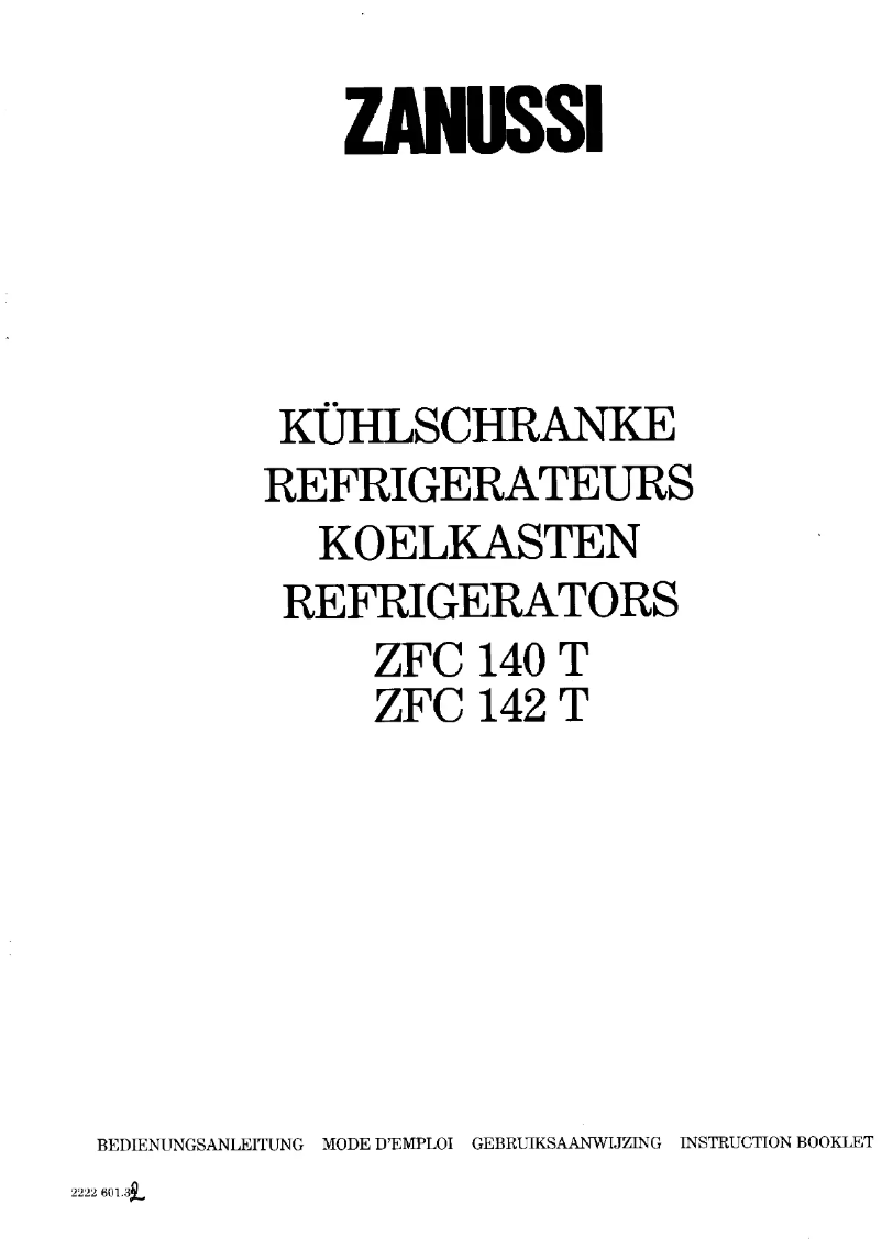 Page 1 of the manual User Manual Zanussi ZFC 140 t