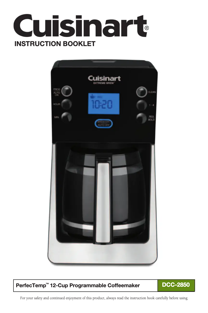 First page image of the manual for Perfect Brew DCC-2850