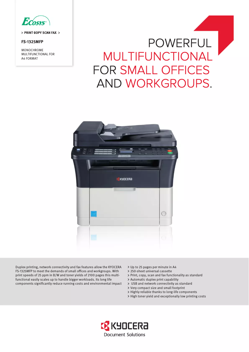 Page 1 of the manual Technical Sheet Kyocera FS FS-1325MFP