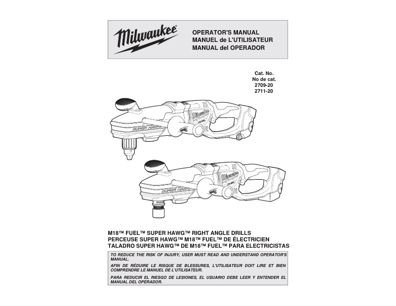 Page 1 of the manual User Manual Milwaukee M18 Fuel Super Hawg 2709-22