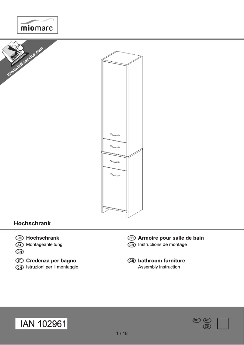 First page image of the manual for IAN 102961