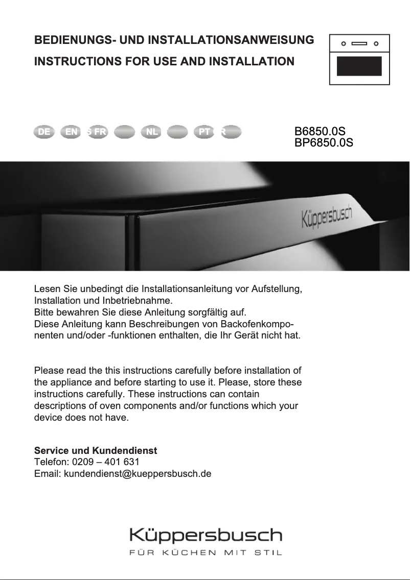 Page 1 of the manual User Manual Küppersbusch B6850.0S