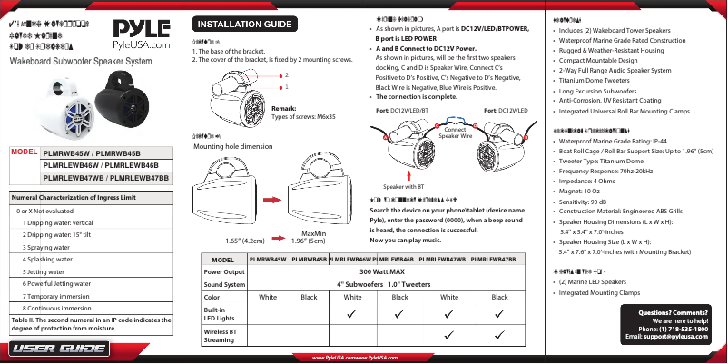 First page image of the manual for PLMRLEWB47BB