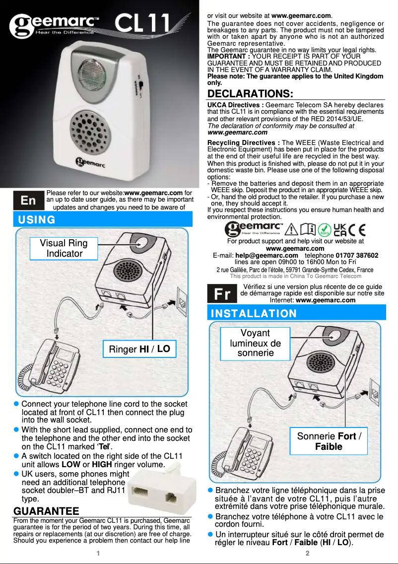 First page image of the manual for CL11