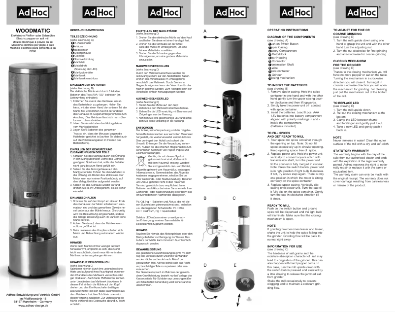 Page 1 de la notice Manuel utilisateur AdHoc Woodmatic EP60