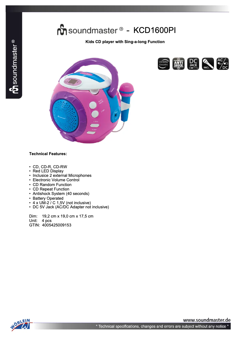 First page image of the manual for KCD1600