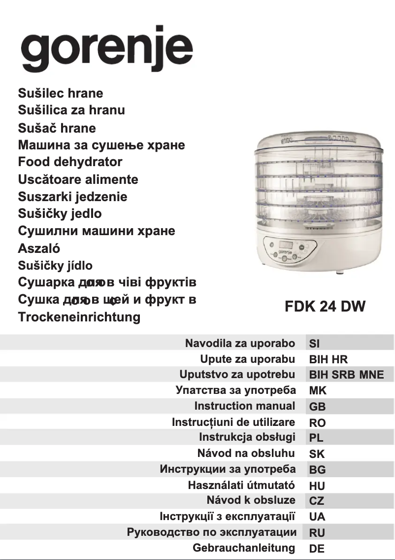 Page 1 of the manual User Manual Gorenje FDK 24 DW