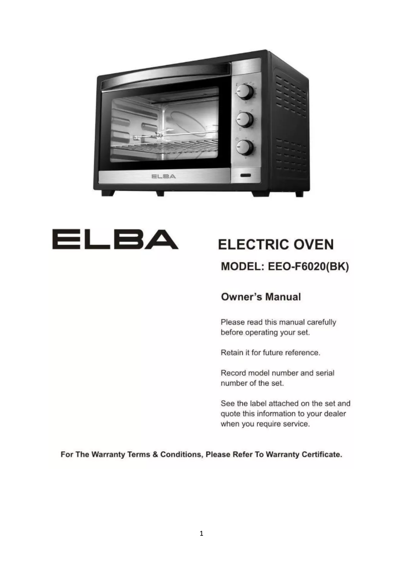 Page 1 of the manual User Manual Elba EEO-F6020(BK)