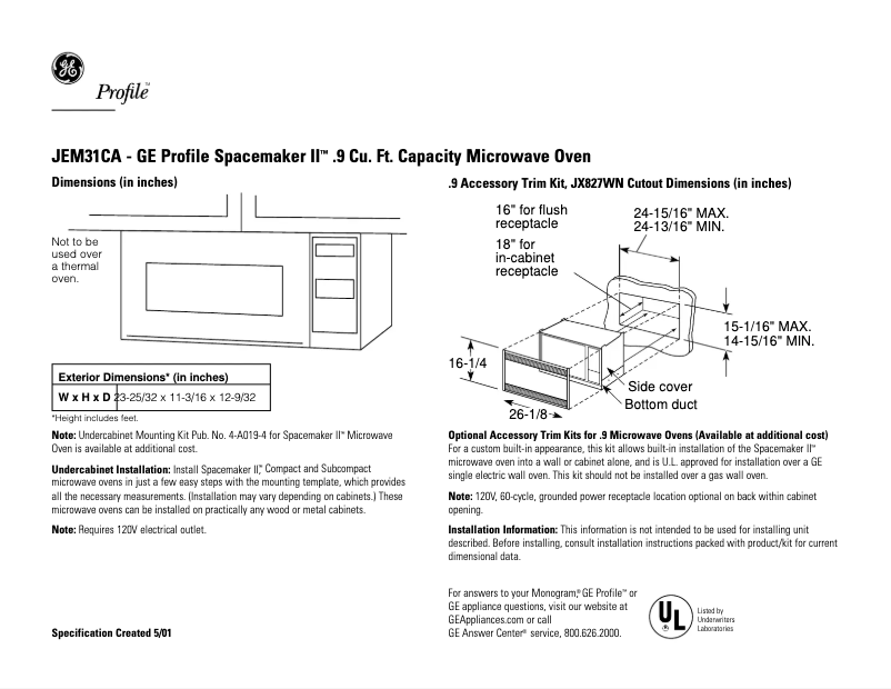 First page image of the manual for JEM31CA