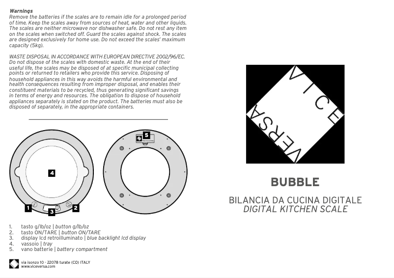 Page 1 of the manual User Manual Vice Versa Bubble 48638