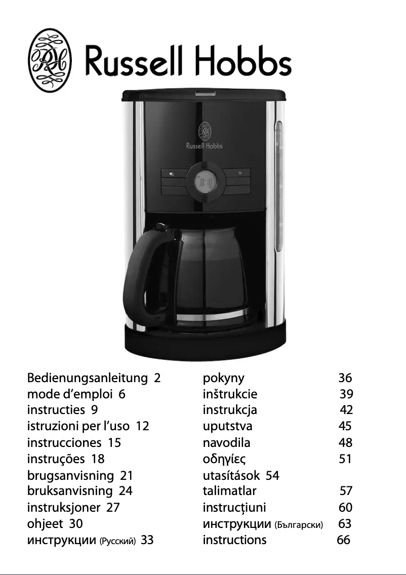 Page 1 de la notice Manuel utilisateur Russell Hobbs Purple Passion Digital 14744-56