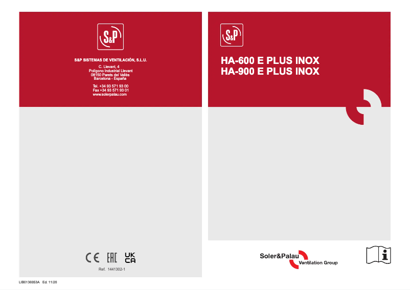 Page 1 of the manual User Manual Soler & Palau HA-600