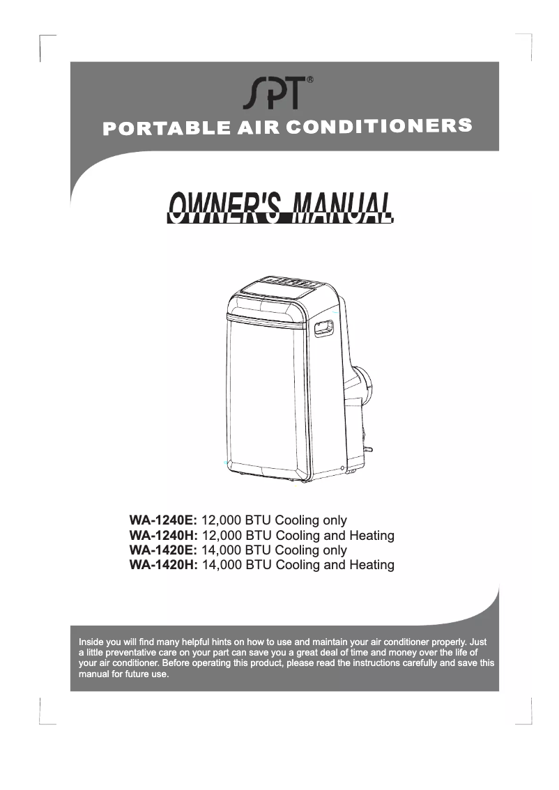 Page 1 of the manual User Manual SPT WA-1420E