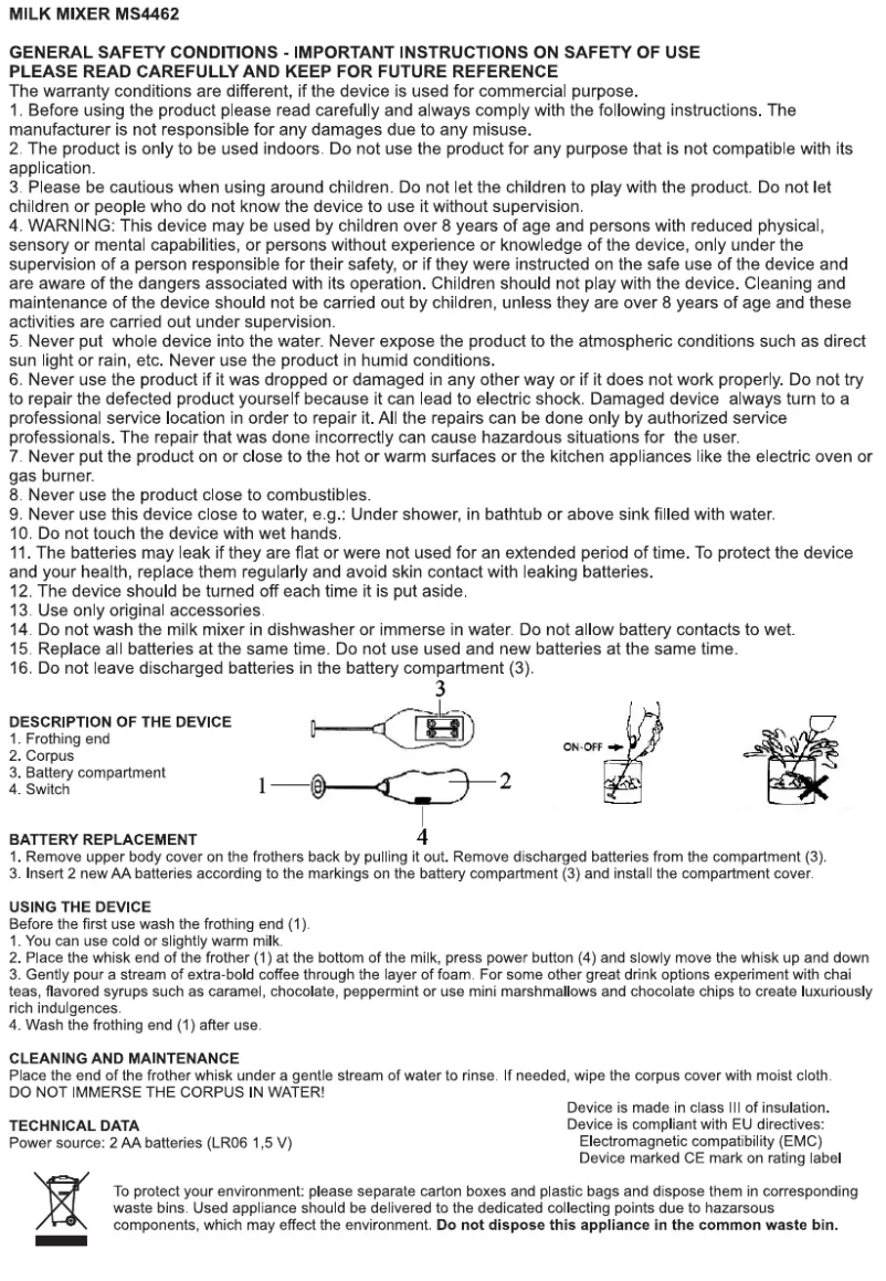 Page 1 de la notice Manuel utilisateur Mesko MS 4462