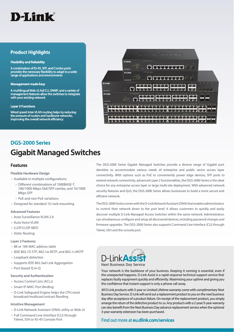 First page image of the manual for DGS-2000