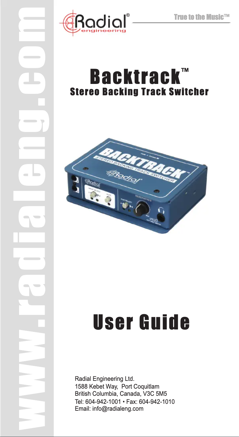 Image de la première page du manuel de l'appareil Backtrack