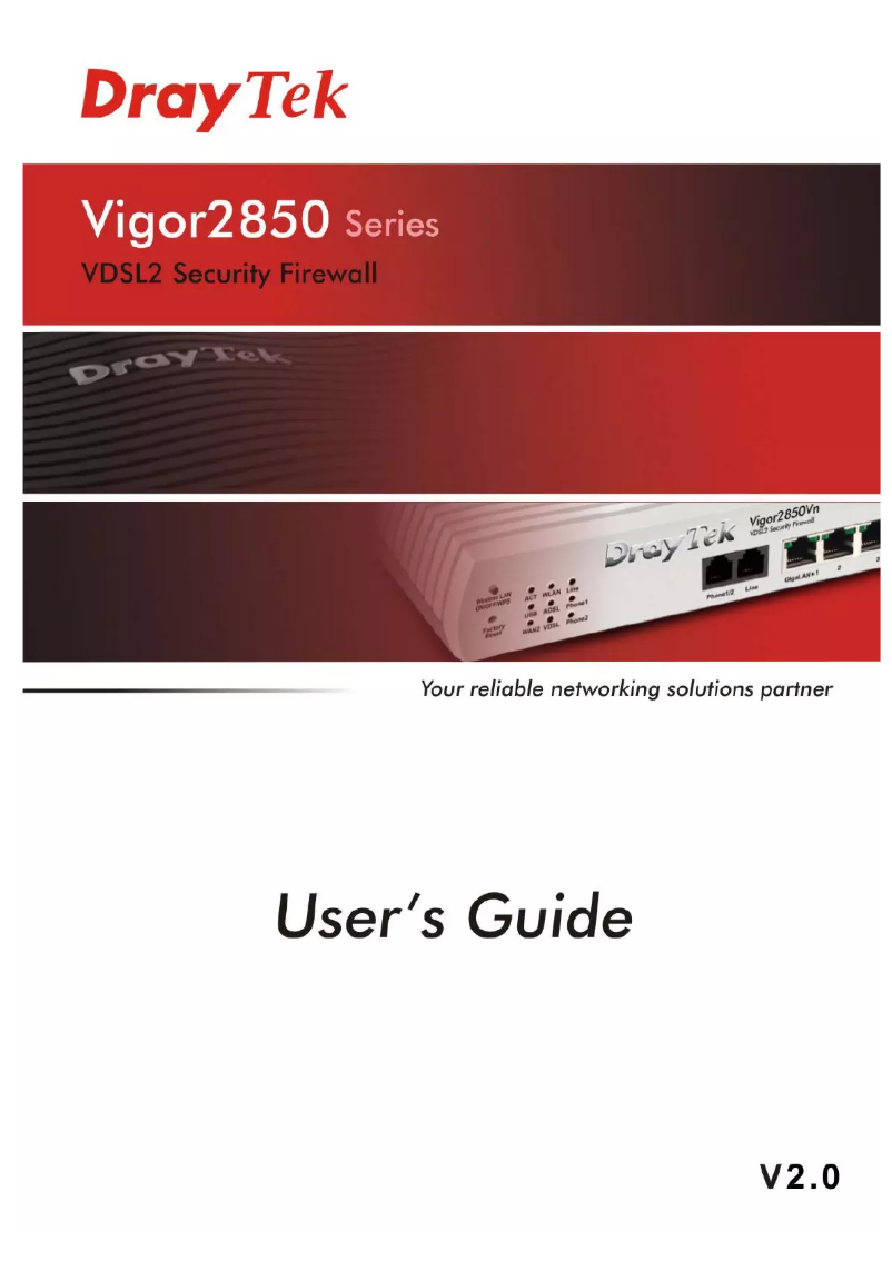 Page 1 of the manual User Manual Draytek Vigor2850