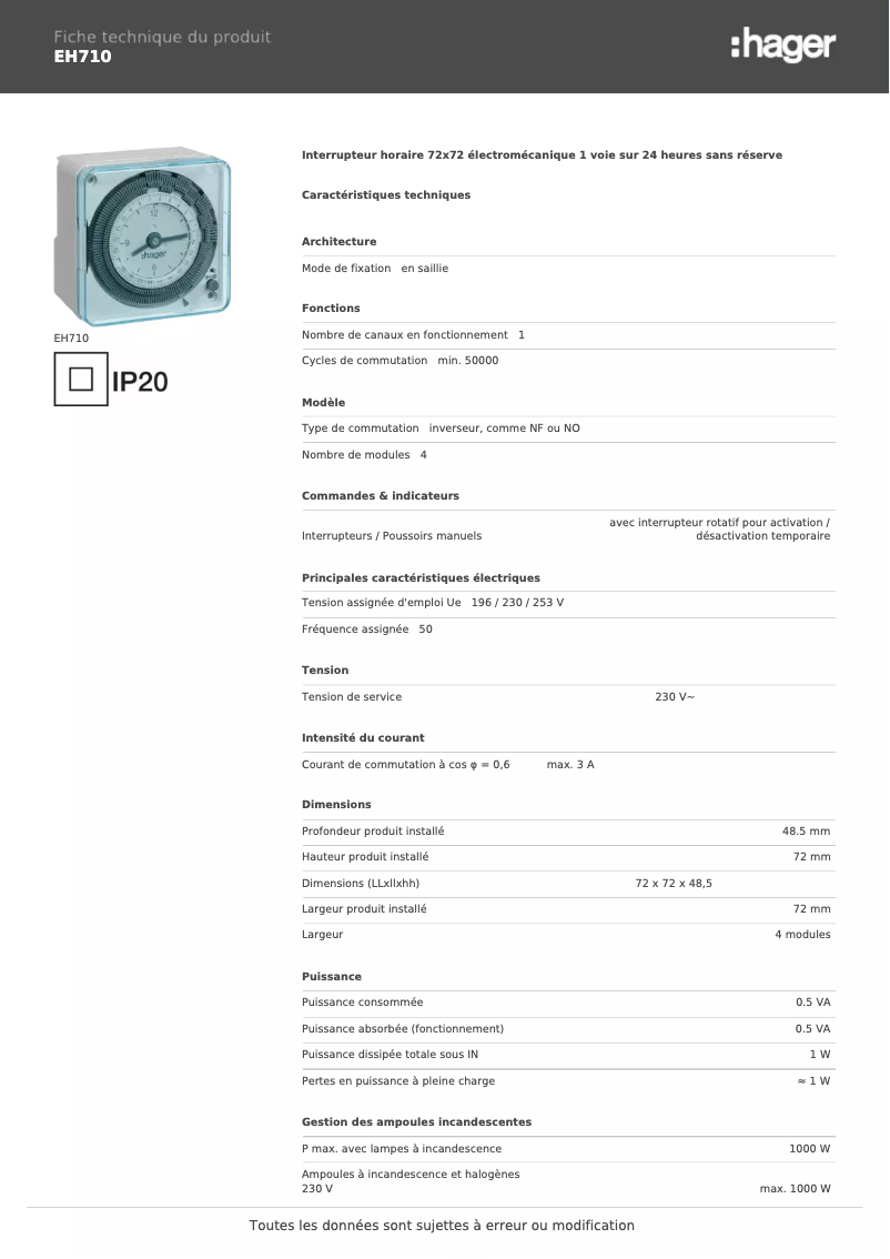 First page image of the manual for EH710