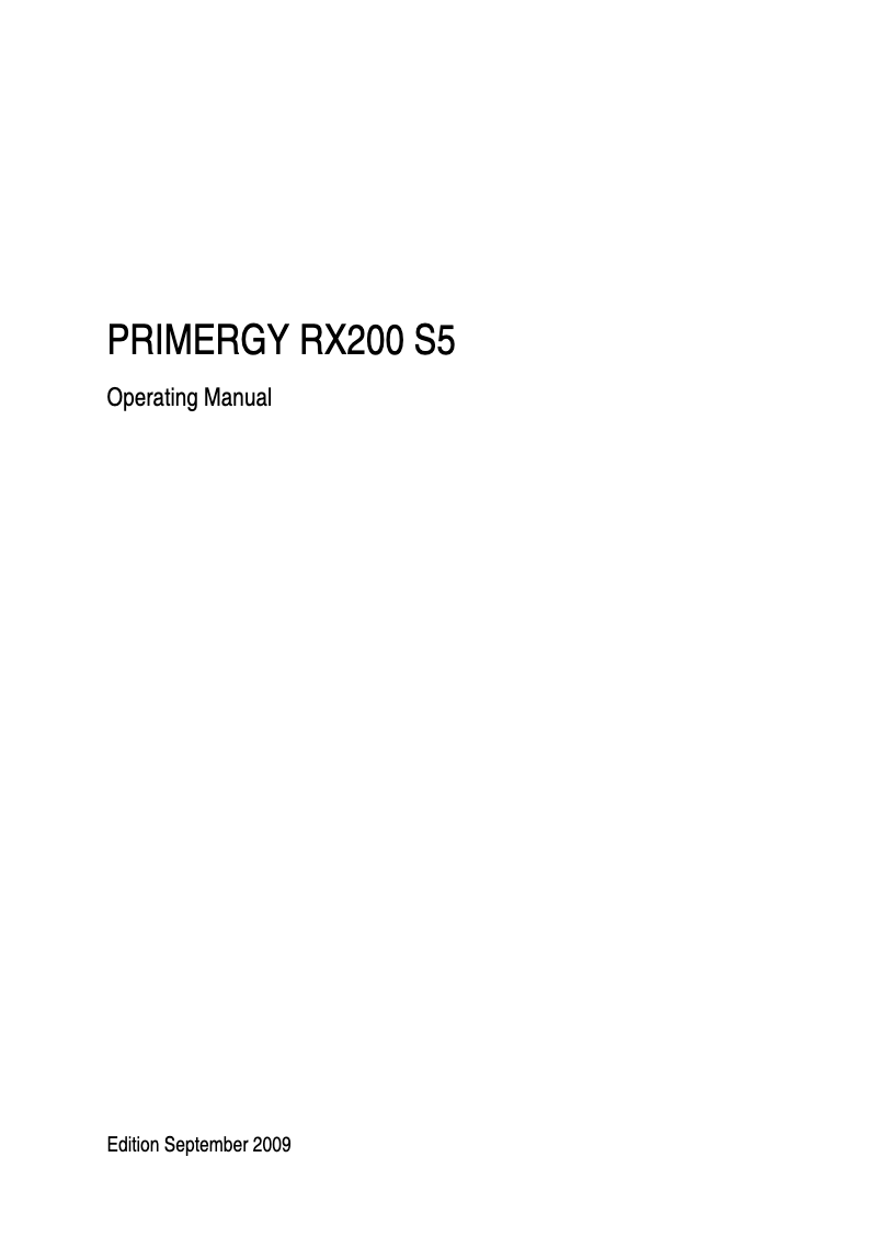 First page image of the manual for Primergy RX200 S5