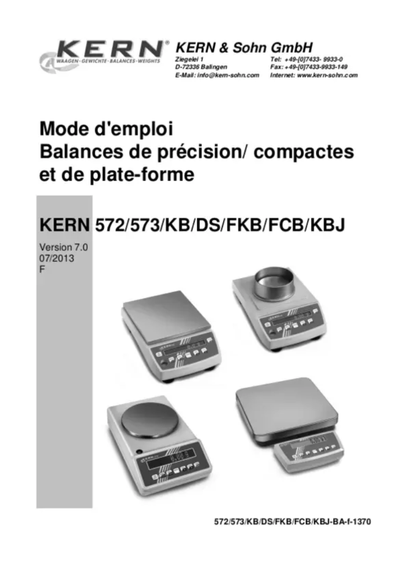Page 1 of the manual User Manual Kern DS 36K0.2