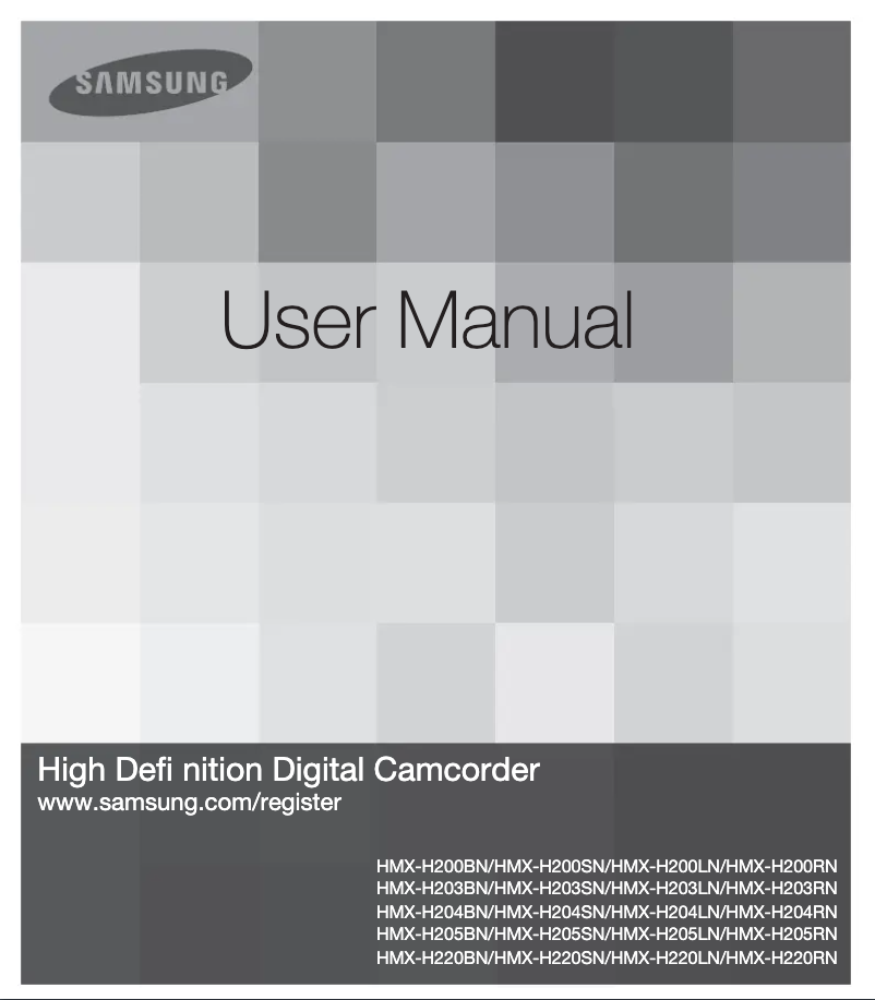 First page image of the manual for HMX-H203SN