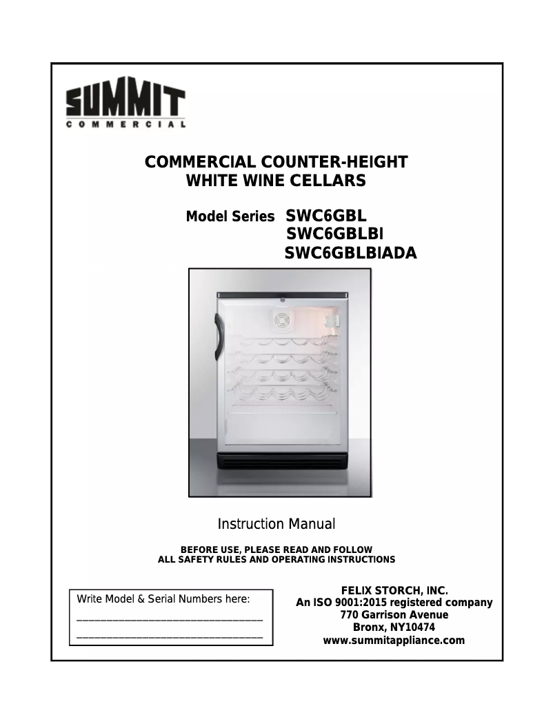 Page 1 of the manual User Manual Summit SWC6GBLBISHADA