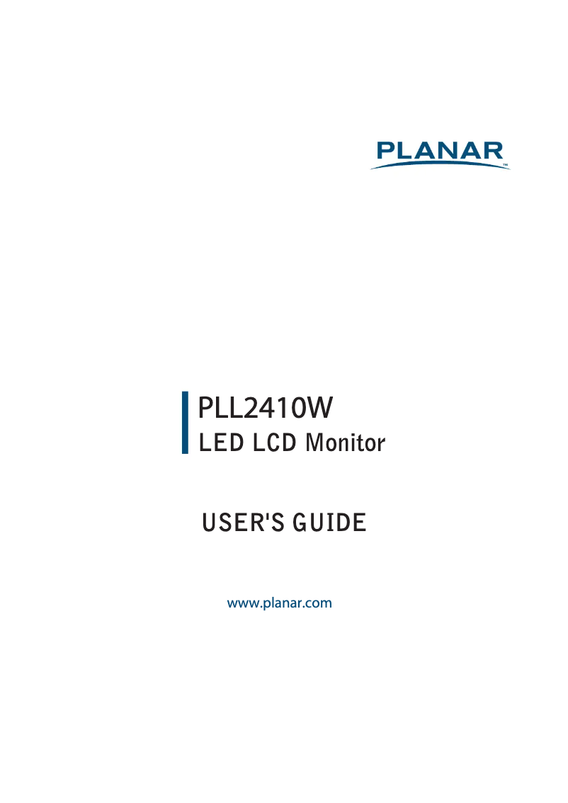 Page 1 of the manual User Manual Planar PLL2410W
