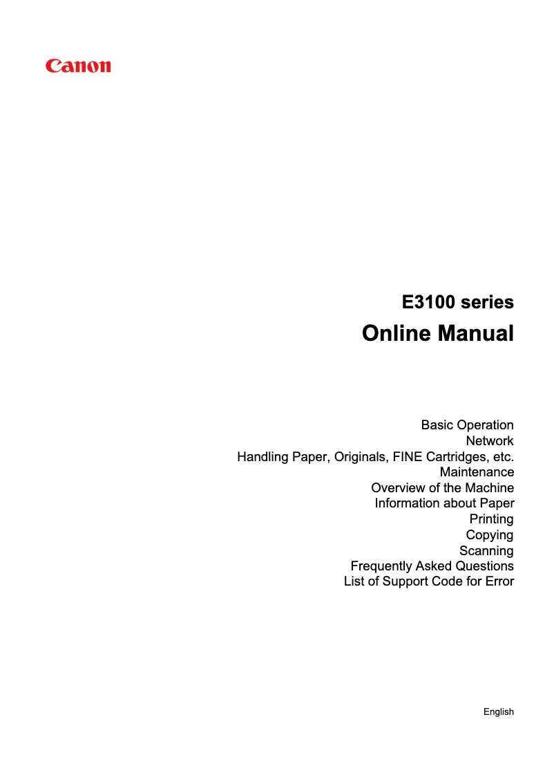 First page image of the manual for Pixma E3140