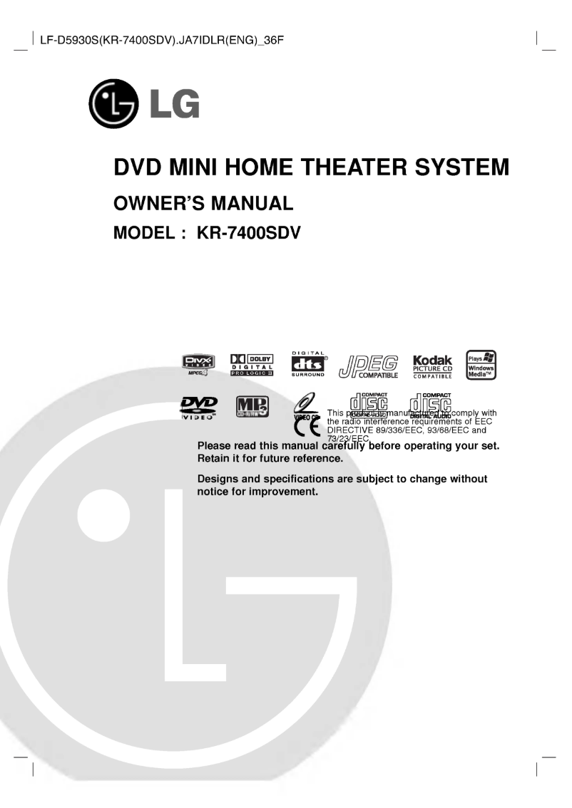 First page image of the manual for LF-D5930S