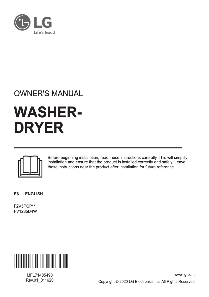 First page image of the manual for FV1285D4W