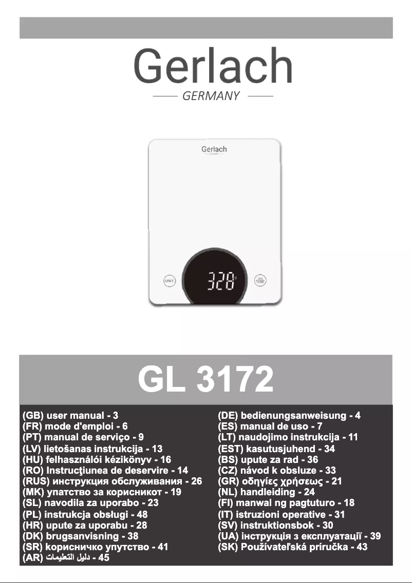 Page 1 of the manual User Manual Gerlach GL 3172S