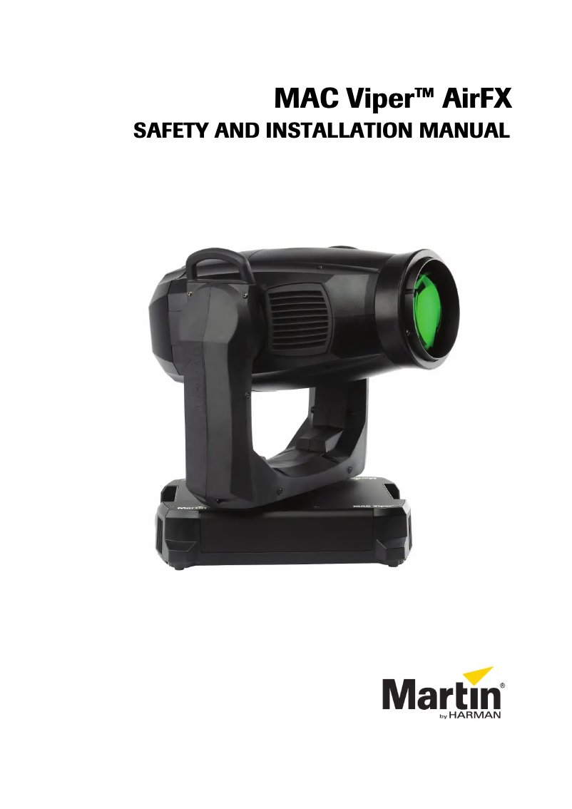 Page 1 of the manual Installation Guide Martin MAC Viper AirFX