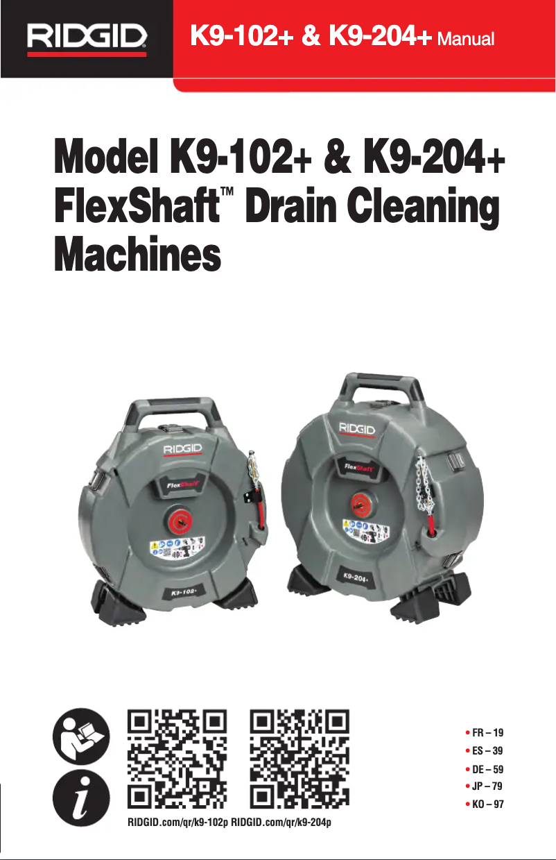 Page 1 of the manual User Manual Ridgid FlexShaft K9-102+