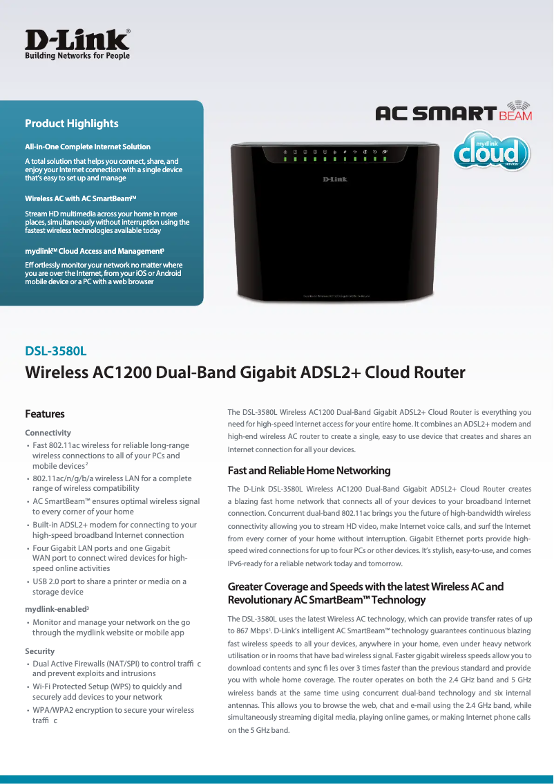 Image de la première page du manuel de l'appareil DSL-3580L