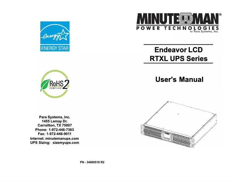 Page 1 of the manual User Manual Minuteman ED1500RTXL2U