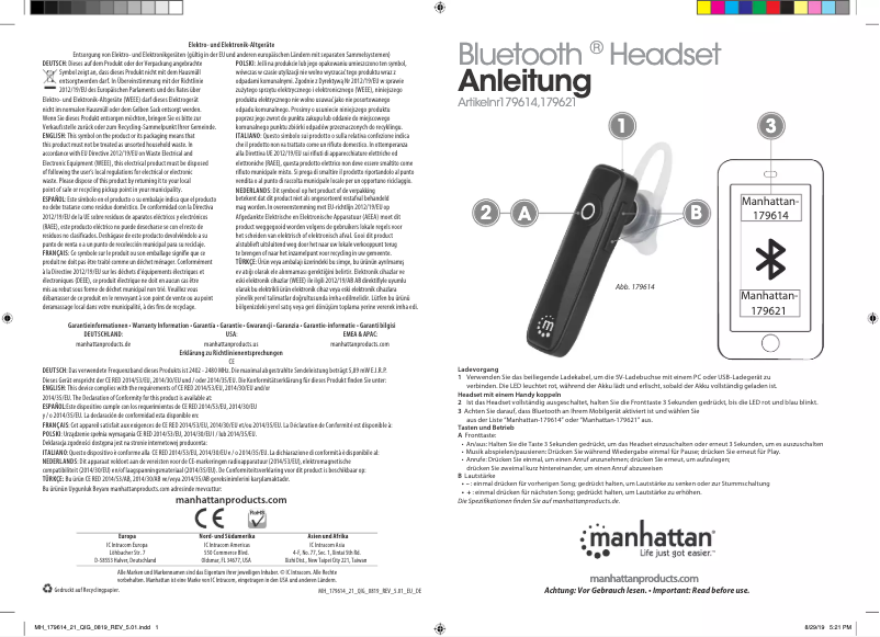 Page 1 of the manual Instruction Manual Manhattan 179621