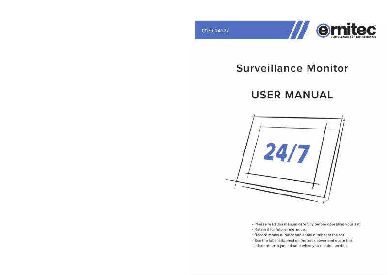 First page image of the manual for 0070-24122