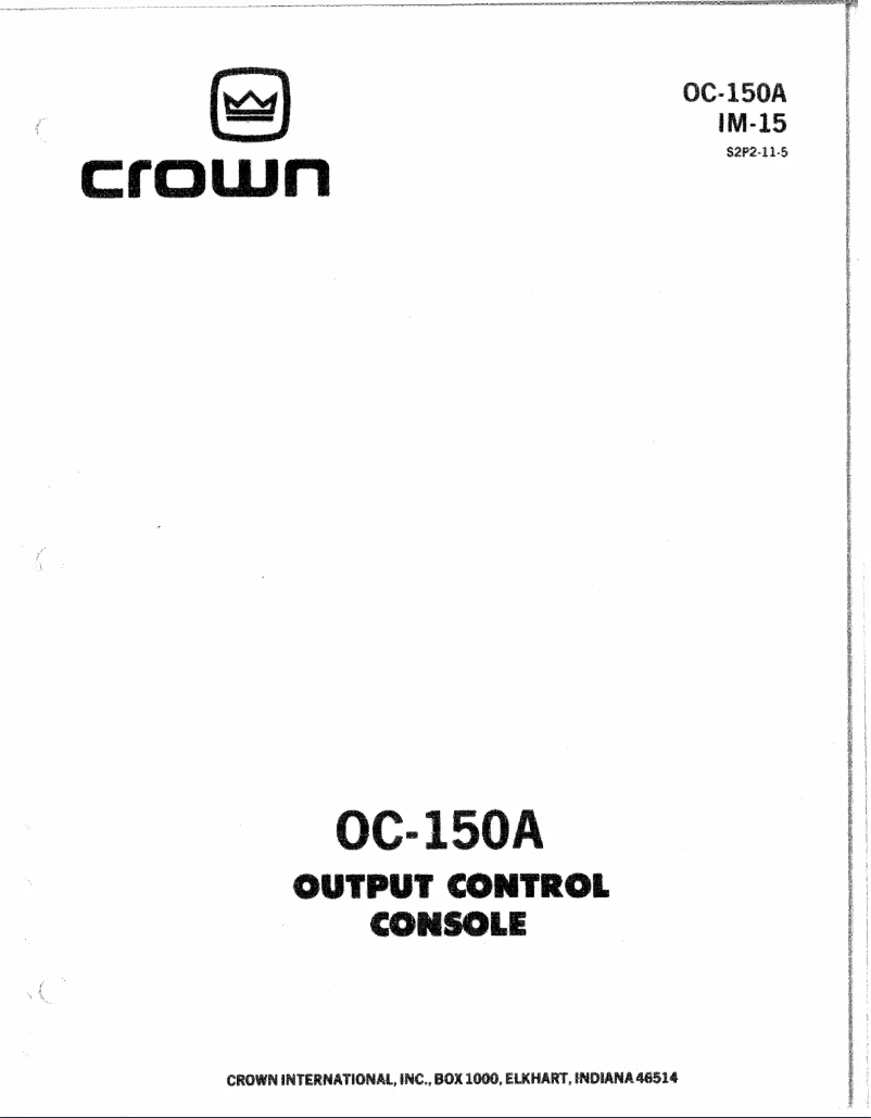 First page image of the manual for OC-150A