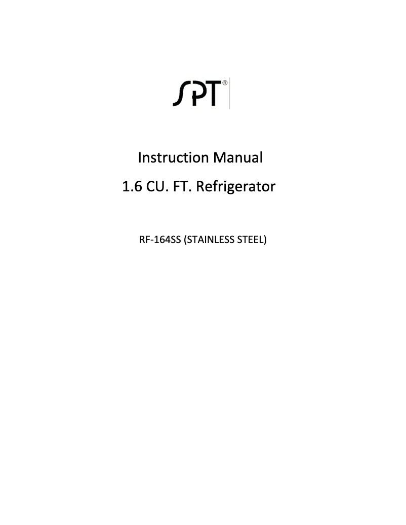 Page 1 of the manual User Manual SPT RF-164SS