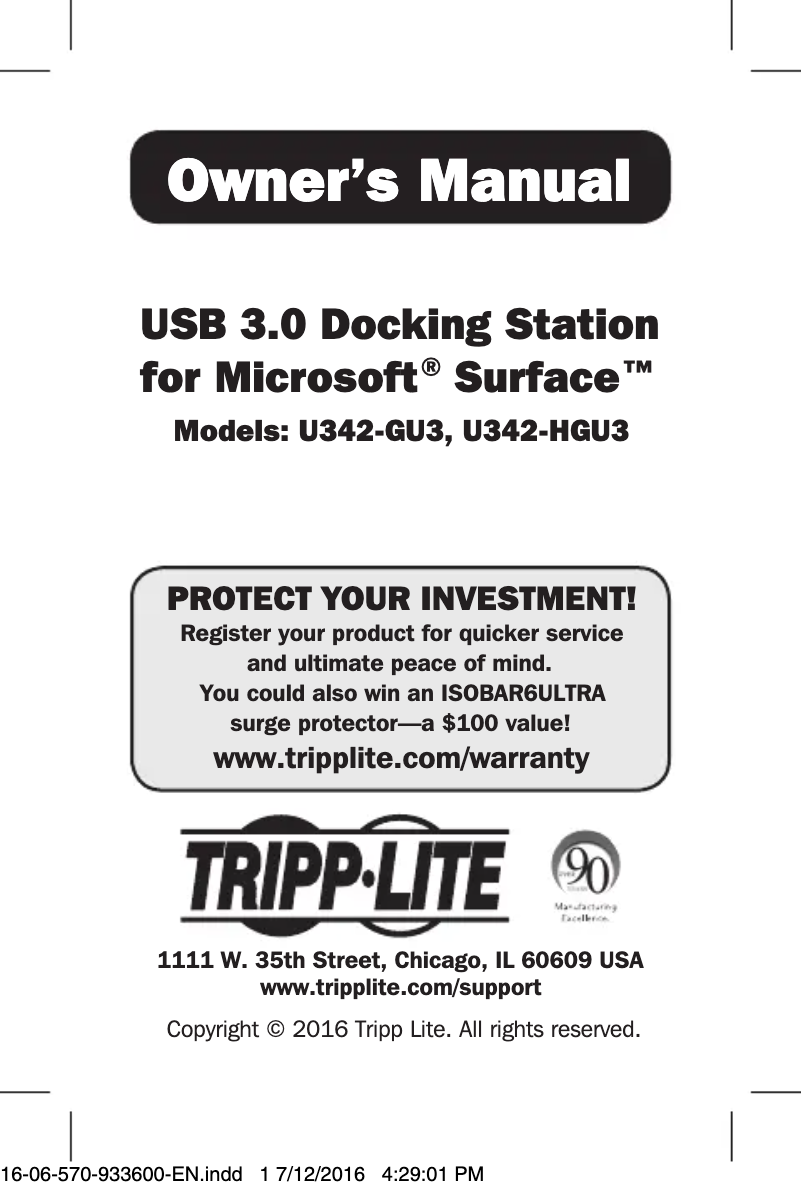 Page 1 de la notice Manuel utilisateur Tripp Lite U342-GU3