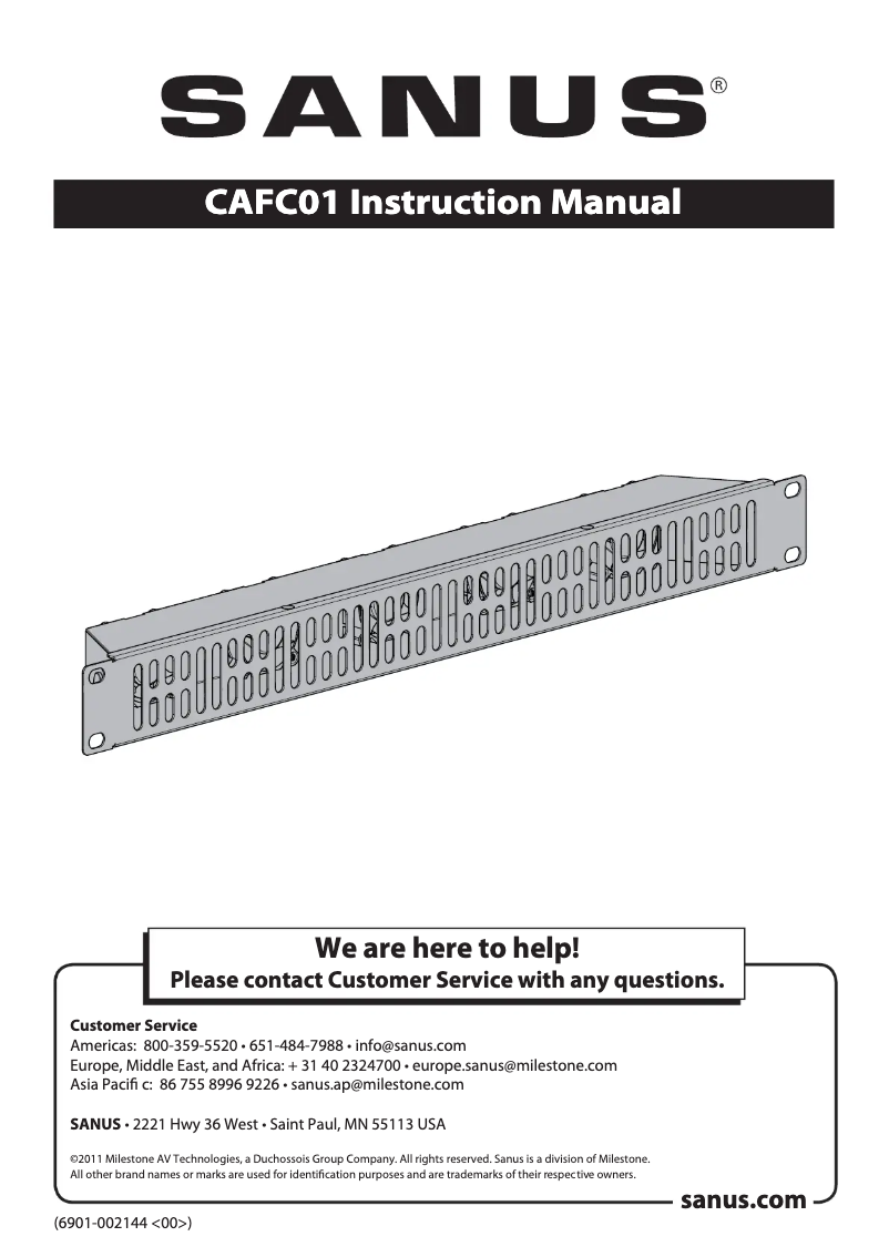 Page 1 of the manual User Manual Sanus CAFC01