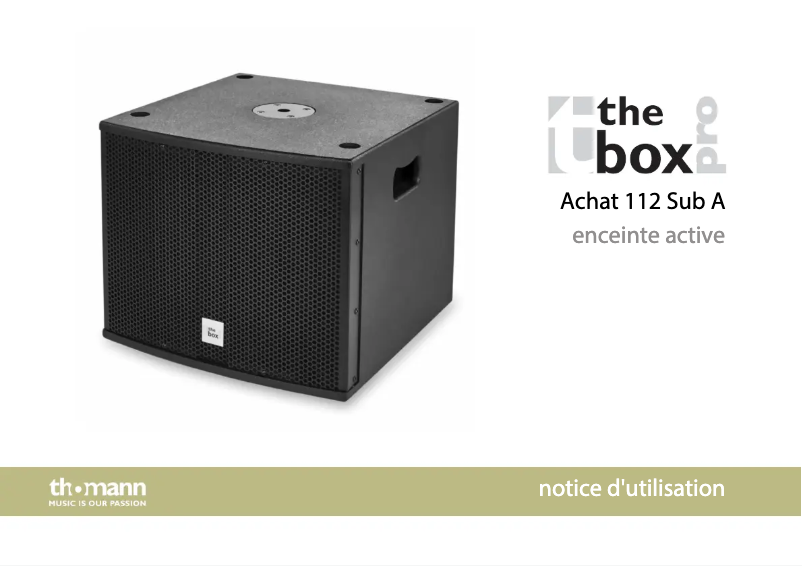 Page 1 of the manual User Manual The Box Pro Achat 112 Sub A