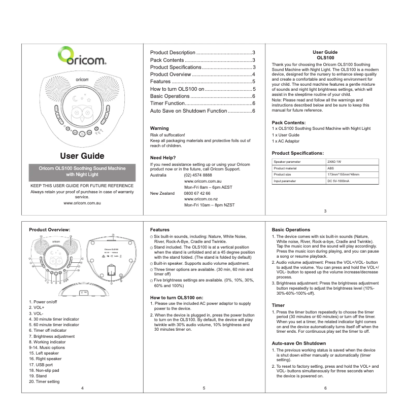 Page 1 de la notice Manuel utilisateur Oricom OLS100