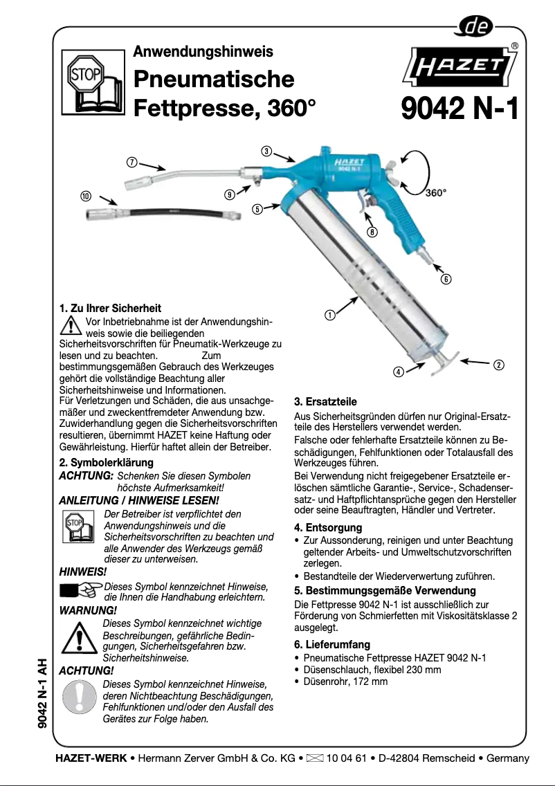 Page 1 of the manual User Manual Hazet 9042N-1