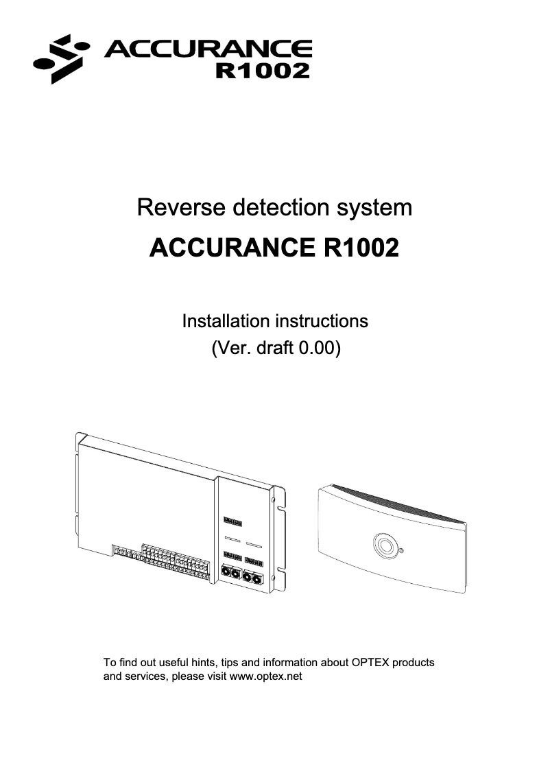 Page 1 of the manual User Manual Optex Accurance R1002
