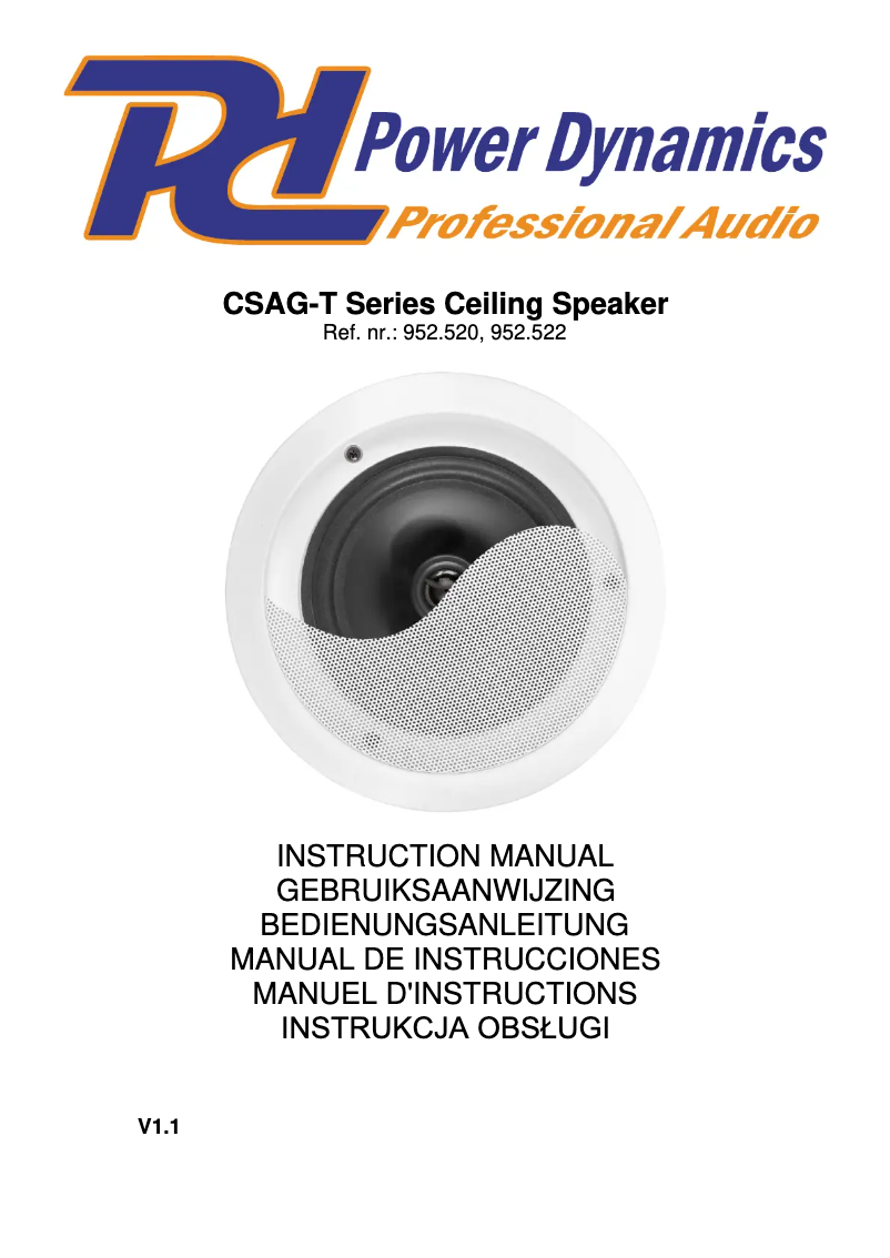Page 1 of the manual User Manual Power Dynamics CSAG8T