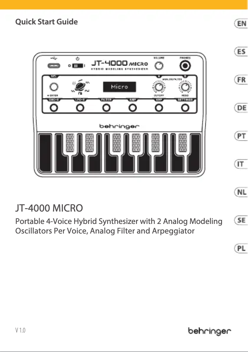 Page 1 of the manual User Manual Behringer JT-4000 Micro