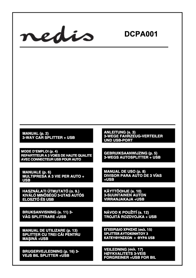 Page 1 of the manual User Manual Nedis DCPA001