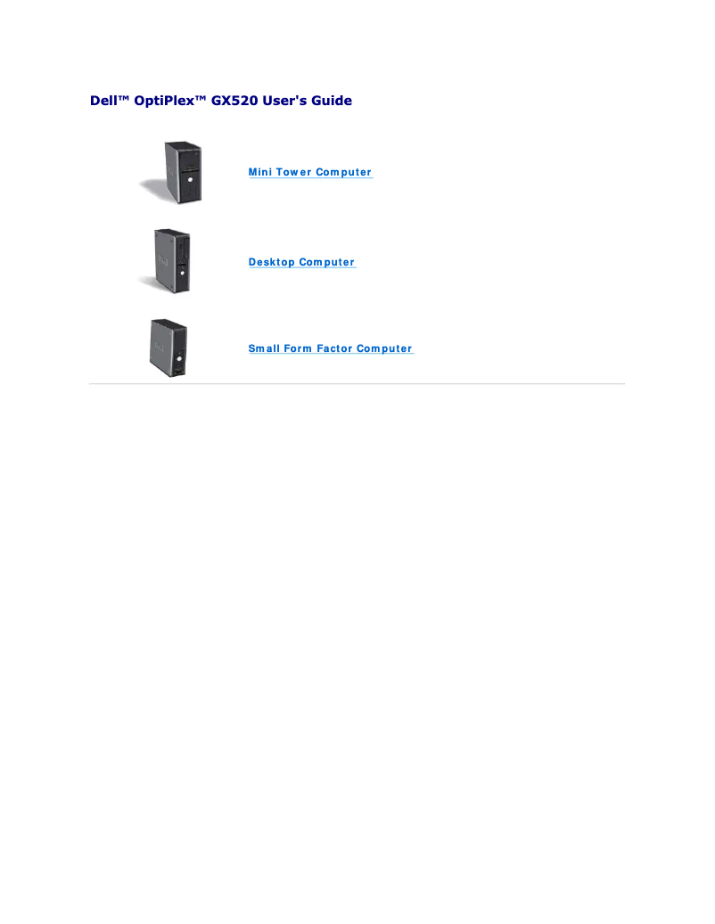 First page image of the manual for OptiPlex GX520