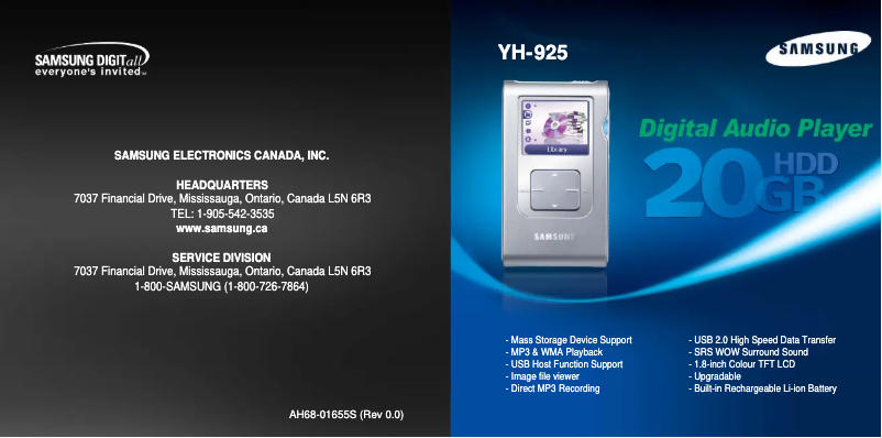 First page image of the manual for YH-925